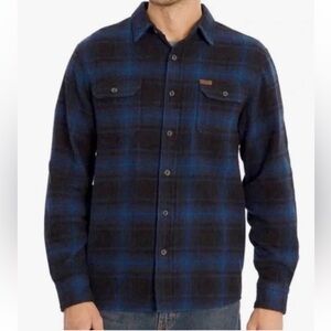 Orvis Men's Heavyweight Blue Black Plaid Flannel Shirt Size XL Pockets